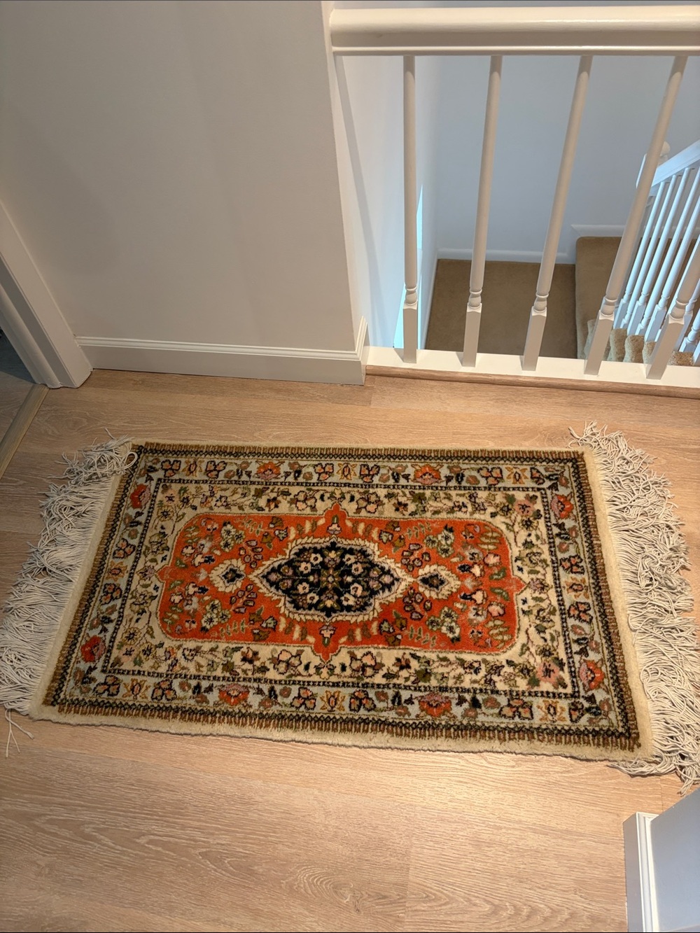 Oriental-Area Rug with Orange Medallion two quantity (matching)